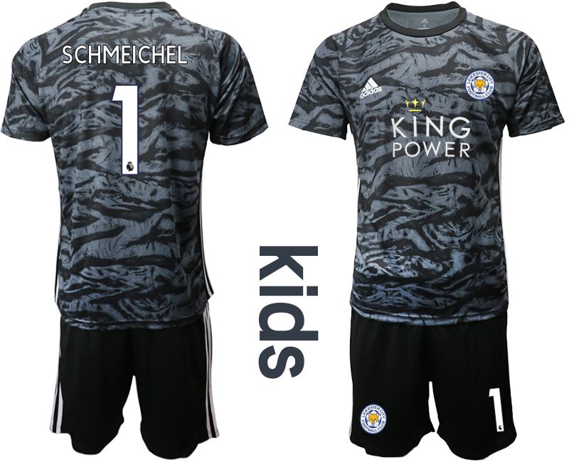 Youth 2019-2020 club Leicester City black goalkeeper #1 Soccer Jerseys